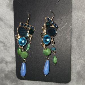 Elegant Blue and Green Dangle Earrings